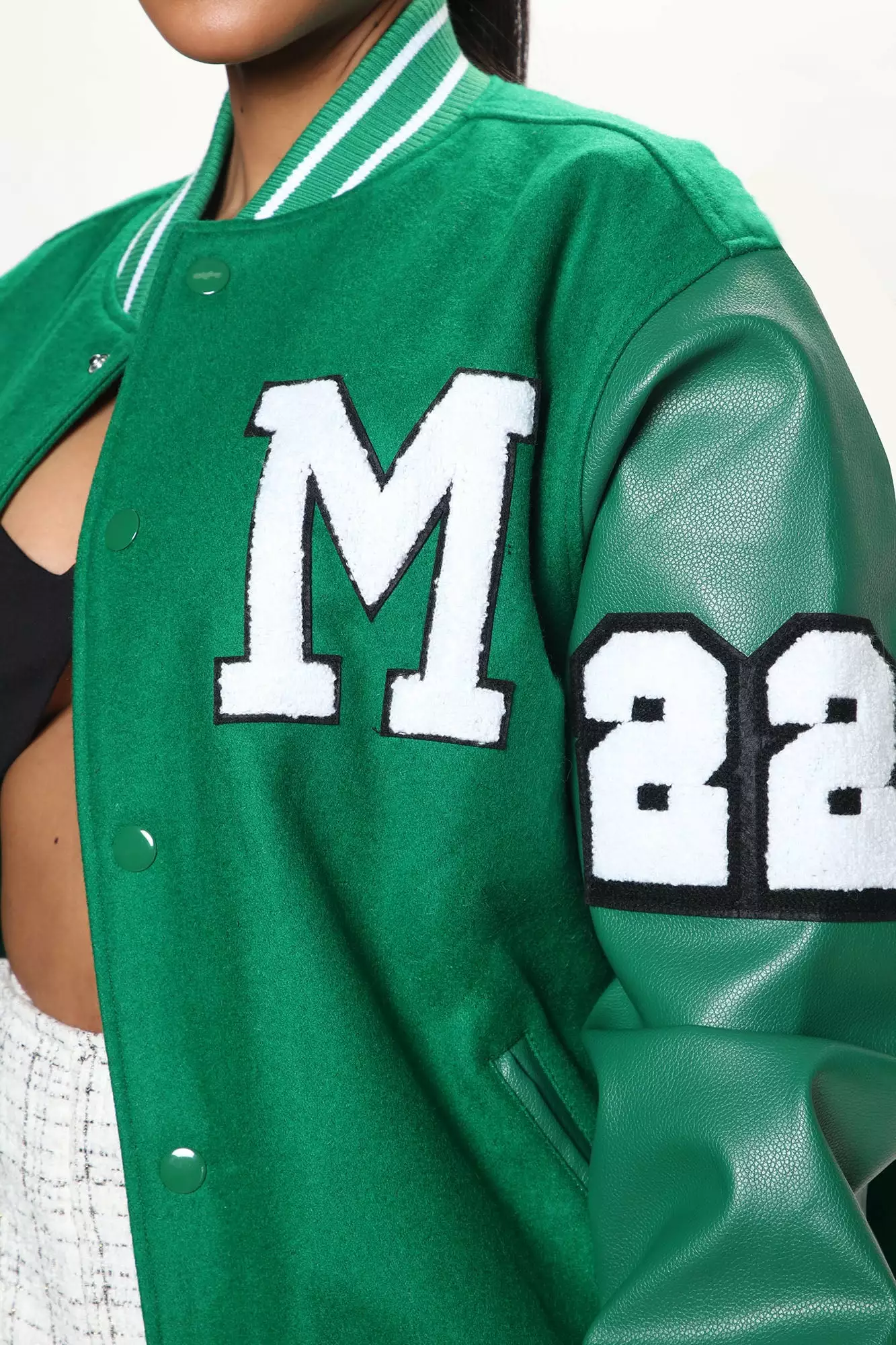 Fashion Nova Class President Varsity Jacket - Kelly Green 8 Fashion Nova Class President Varsity Jacket - Kelly Green - Image 6