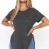 Fashion Nova Laid Back Tee - Charcoal