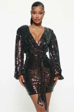 Fashion Nova Yves Sequin Mini Dress - Black