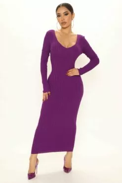 Fashion Nova Kallan Knit Dress - Purple