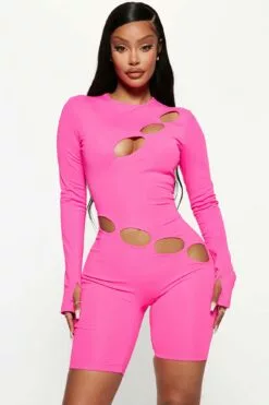 Fashion Nova Abigail Cut Out Romper - Neon Pink 12 Fashion Nova Abigail Cut Out Romper - Neon Pink -Fashion Nova Sales 08 31 22Studio3 ME RL 15 49 03 29 RP1890C NeonPink 0873 EH