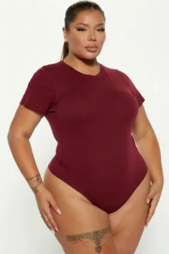 Fashion Nova Leanne Crew Neck Bodysuit - Wine -Fashion Nova Sales 09 07 22Studio3 RT AS 11 13 36 20 RT42612T Wine 0111 PLUS ES
