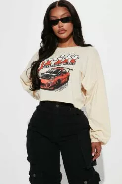 Fashion Nova Drift Life Copped Tee - Cream