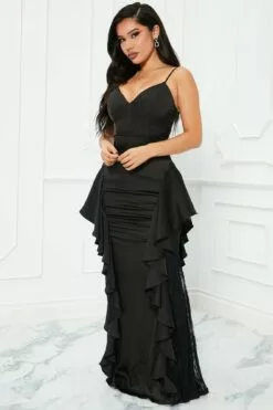 Fashion Nova Rachel Ruffle Gown - Black