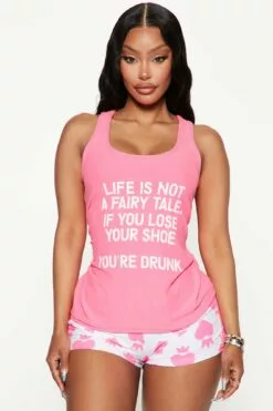 Fashion Nova Only In A Fairytale PJ Short Set - Hot Pink/combo