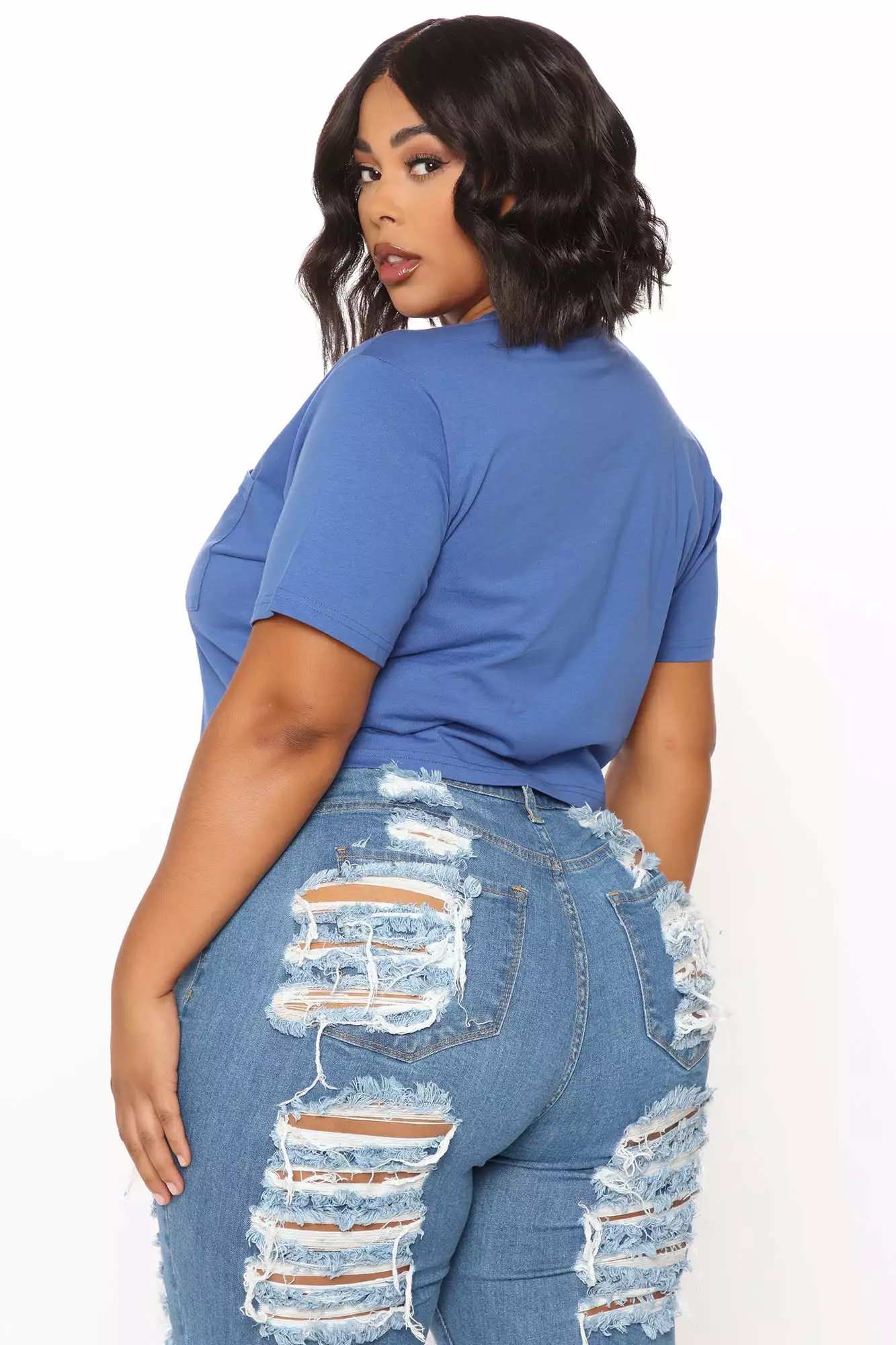 Fashion Nova Elisa Relaxed Crop Tee - Navy 8 Fashion Nova Elisa Relaxed Crop Tee - Navy - Image 6