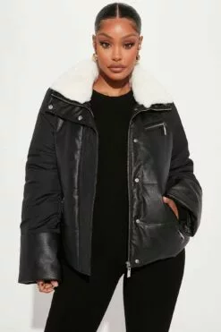 Fashion Nova What A Feeling Puffer Jacket - Black