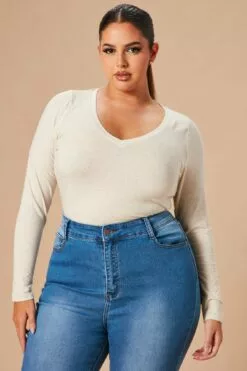 Fashion Nova Your Everyday Long Sleeve Tee - Oatmeal -Fashion Nova Sales 10 21 22Studio7 SN IM 14 21 08 38 LKT2006LT Oatmeal 1381 PLUS KS