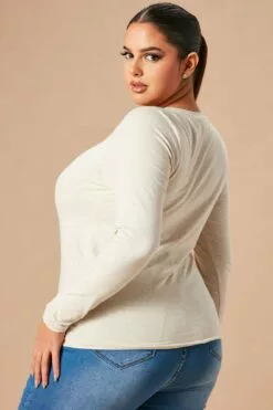 Fashion Nova Your Everyday Long Sleeve Tee - Oatmeal -Fashion Nova Sales 10 21 22Studio7 SN IM 14 21 39 38 LKT2006LT Oatmeal 1385 PLUS KS