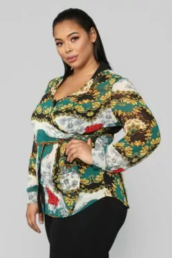 Fashion Nova Talk To Me Printed Blouse - Green/combo -Fashion Nova Sales 11 02 18 Studio 3 11 30 57 T6145Y033 Greencombo 1005 AG