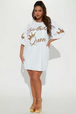 Fashion Nova Birthday Queen Sequin Tunic - White -Fashion Nova Sales 11 07 22Studio2 TH A 10 32 00 6 FT120 White 10445 PLUS JB