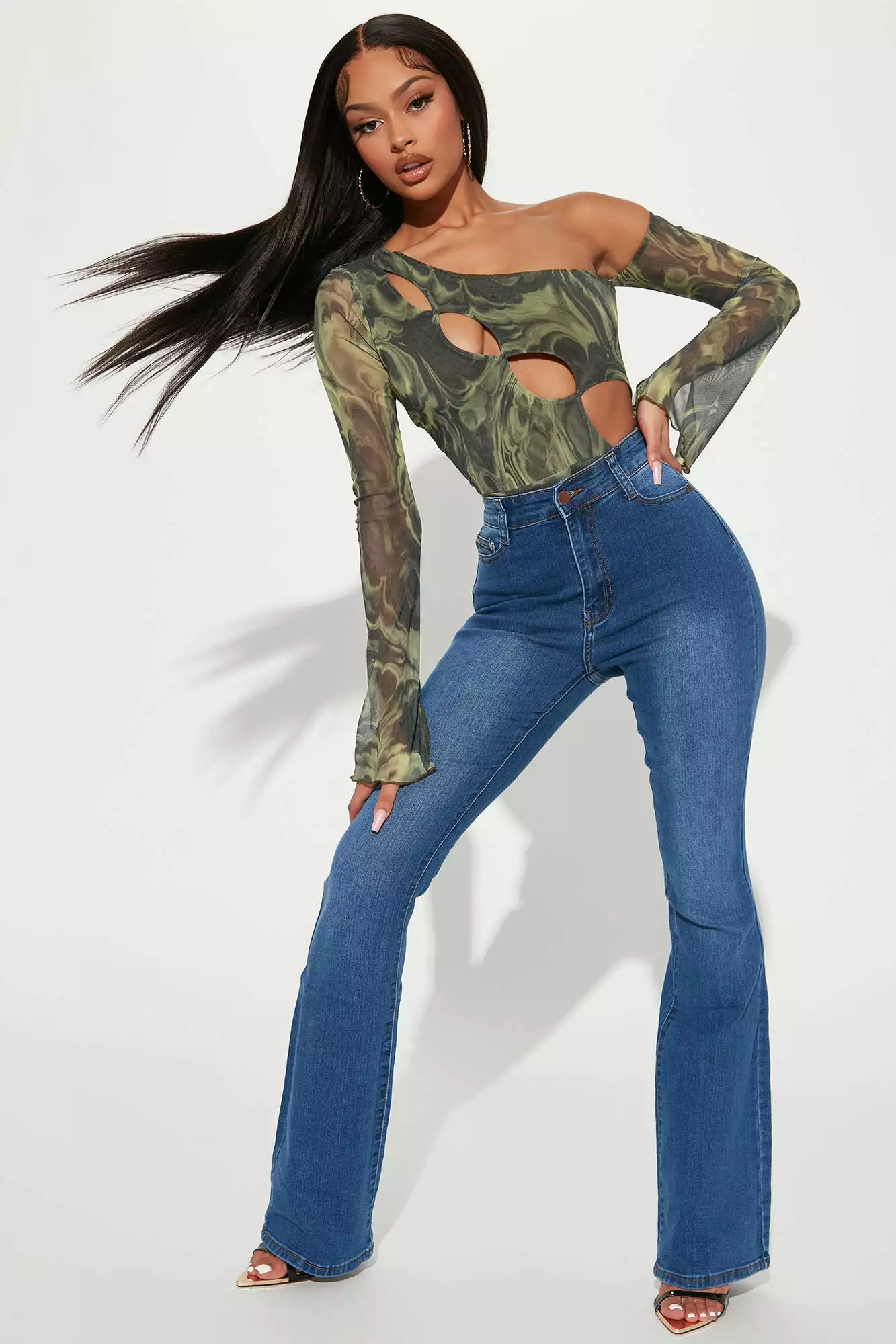 Fashion Nova Happy Hour Stretch Flare Jeans - Medium Wash 3 Fashion Nova Happy Hour Stretch Flare Jeans - Medium Wash