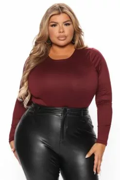 Fashion Nova Daria Double Layered Bodysuit - Wine -Fashion Nova Sales 11 12 21Studio5 ME KP 15 44 24 68 JT44981L Wine 2315 PLUS DC