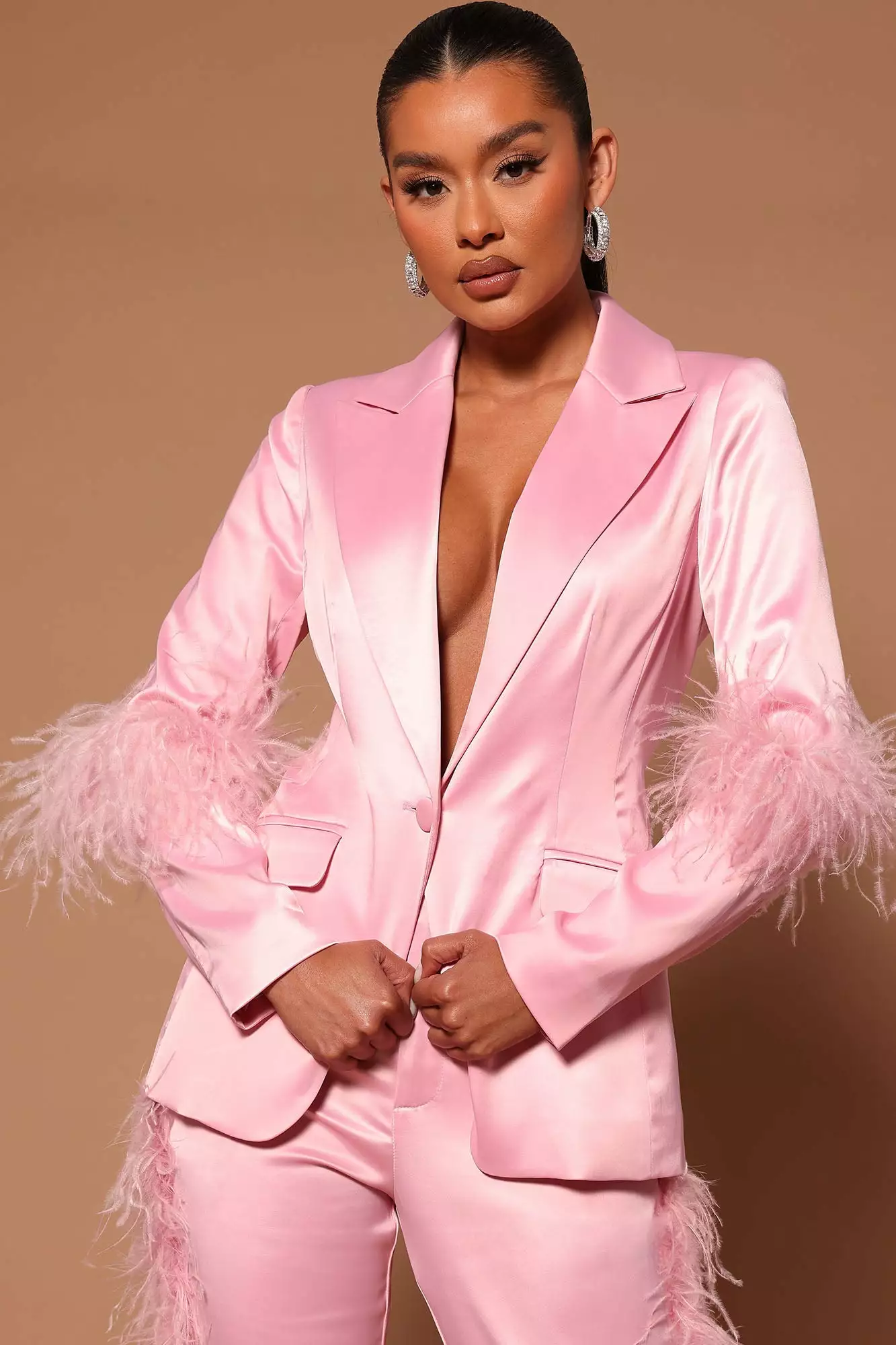 Fashion Nova Cassandra Feather Blazer - Pink/Pink 3 Fashion Nova Cassandra Feather Blazer - Pink/Pink