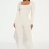 Fashion Nova Hailey Snatched Jumpsuit - Cream