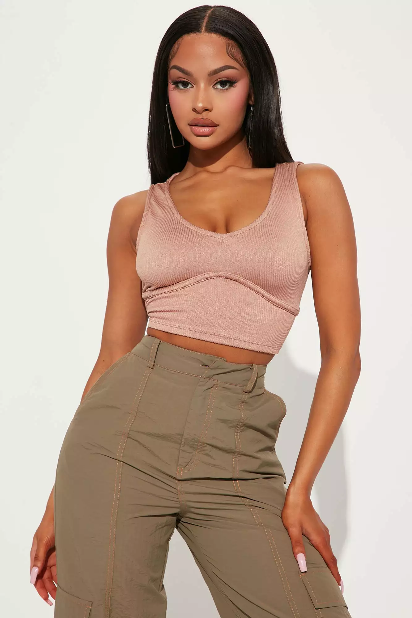 Fashion Nova Sera Seamless Rib Tank Top - Taupe 3 Fashion Nova Sera Seamless Rib Tank Top - Taupe