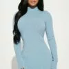 Fashion Nova Iliana Snatched Mini Dress - Light Blue