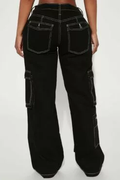 Fashion Nova No Rules Mid Rise Cargo Jean - Black -Fashion Nova Sales 12 14 22Studio2 ME RL 15 09 36 28 FNJ0808226 Black 3758 EH