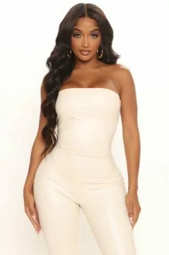 Fashion Nova Buenos Aires PU Jumpsuit - Nude -Fashion Nova Sales 12 22 21Studio1 KJ RL 11 09 37 13 NS7053N Nude 3434 EH