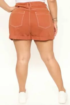 Fashion Nova Brighter Days Ahead Roll Cuff Denim Mom Shorts - Rust -Fashion Nova Sales 12 29 21Studio1 ME KP 13 46 09 45 ZDSO6007 Rust 5811 PLUS PB