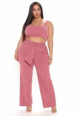Fashion Nova Sasha Tie Waist Pant - Mauve -Fashion Nova Sales 3 15 21Studio3 RM ML 10 42 28 21 V24567 Mauve 80811 PLUS RA