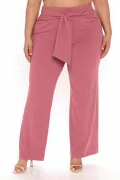 Fashion Nova Sasha Tie Waist Pant - Mauve -Fashion Nova Sales 3 15 21Studio3 RM ML 10 42 28 21 V24567 Mauve 80814 PLUS RA