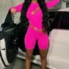 Fashion Nova Abigail Cut Out Romper - Neon Pink -Fashion Nova Sales AbigailCutOutRomper NeonPink MER