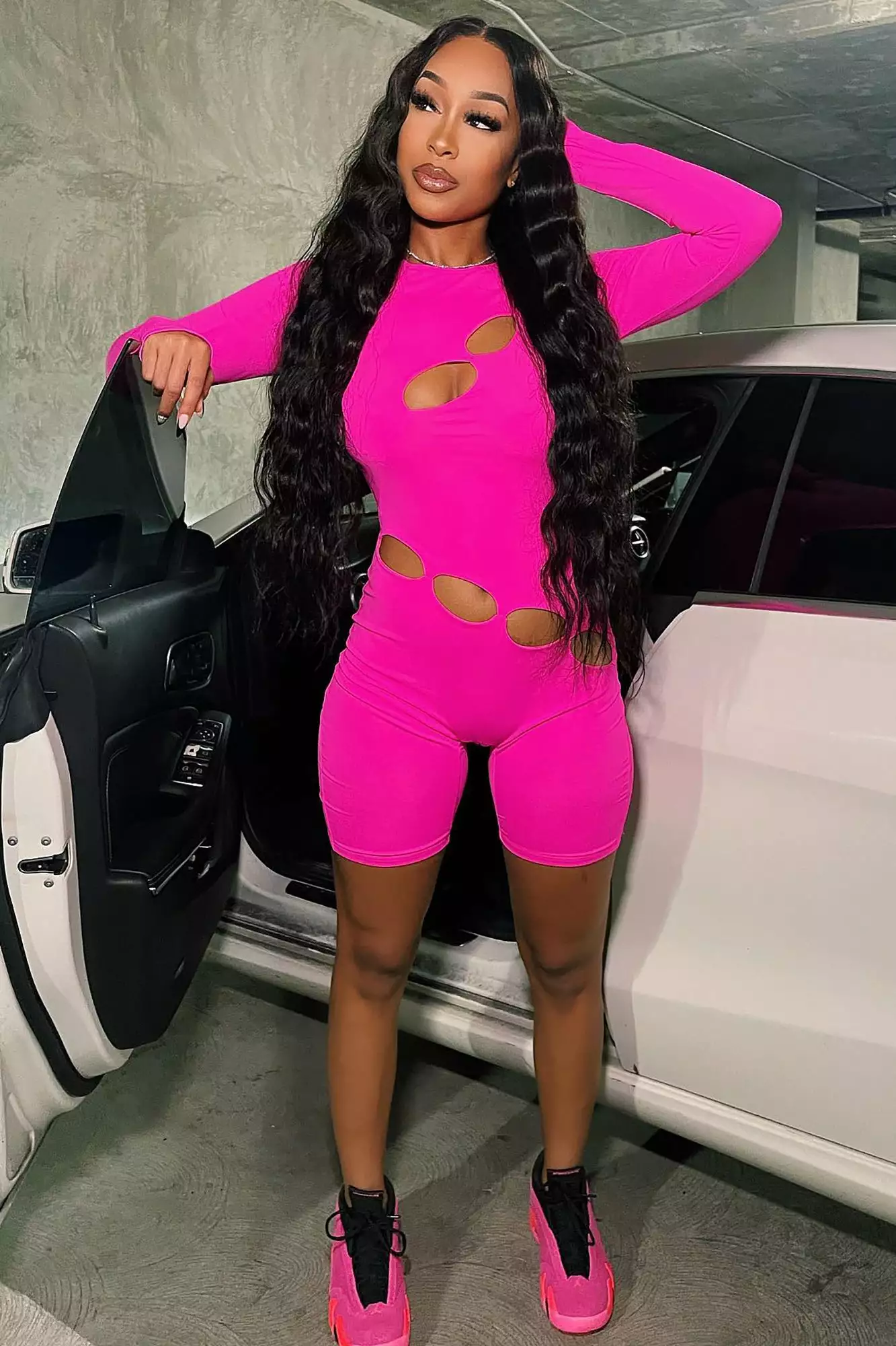 Fashion Nova Abigail Cut Out Romper - Neon Pink 3 Fashion Nova Abigail Cut Out Romper - Neon Pink