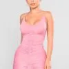 Fashion Nova Shanghai Ruched Dress - Pink