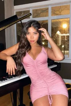 Fashion Nova Shanghai Ruched Dress - Pink -Fashion Nova Sales ShanghaiRuchedDress Pink MER